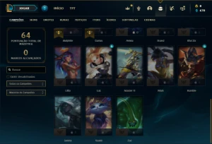 Platina 4 com 28 Champs e 2 Skins + 25 Espolios - League of Legends LOL