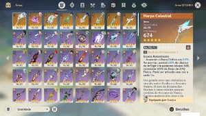 Genshin AR 60 NA 21 personagens 5t 8 armas t5 (Só char bom) - Genshin Impact