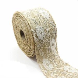 Fita de Juta com Renda Nature 8 cm - Rolo 9,14 m - Artesanato e Personalizados