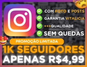 1K Seguidores Instagram por apenas R$ 4,99 (Envio Rápido) - Redes Sociais