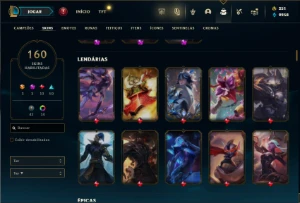 Esmeralda 4 com TODOS os champs e 160 Skins + 1.3kk de Zed - League of Legends LOL