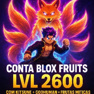 🌌⚔️ Conta Blox Fruits Lvl 2600 Com Kitsune No Inventário +