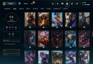 Unranked com 121 Champs e 94 Skins + 40 Cromas - League of Legends LOL