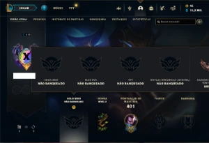 Unranked com 121 Champs e 94 Skins + 40 Cromas - League of Legends LOL