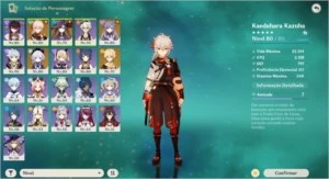 Kazuha, Mona, Keqing, Qiqi + 3 armas T5 - Genshin Impact