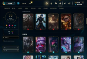 Prata 3 com TODOS os champs e 77 Skins + 2400 RP - League of Legends LOL