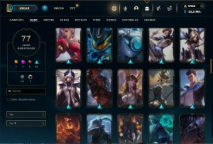 Prata 3 com TODOS os champs e 77 Skins + 2400 RP - League of Legends LOL