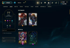 Prata 3 com TODOS os champs e 77 Skins + 2400 RP - League of Legends LOL