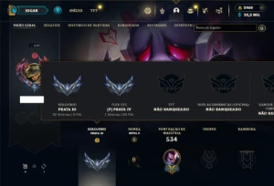 Prata 3 com TODOS os champs e 77 Skins + 2400 RP - League of Legends LOL