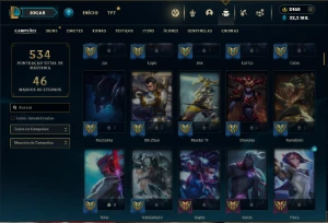 Prata 3 com TODOS os champs e 77 Skins + 2400 RP - League of Legends LOL