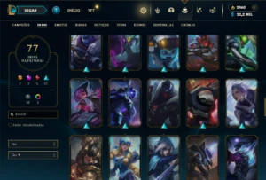 Prata 3 com TODOS os champs e 77 Skins + 2400 RP - League of Legends LOL