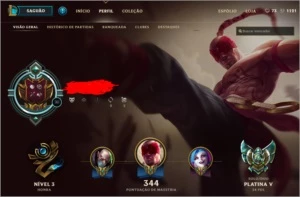 CONTA PLATINA V COM MUITAS SKINS LEAGUE OF LEGENDS LOL