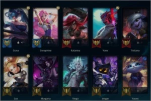 Conta league of legends 75Champions 44Skins 139Icones LOL