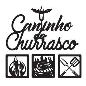Kit 4 Peças Cantinho do Churrasco em MDF Preto