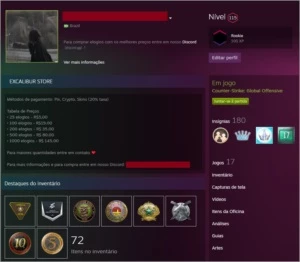 Conta Supremo, Level 115 Steam, 11 Medalhas - Counter Strike CS