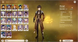 AR54 ZHONGLI, VENTI, CHILDE, MONA, KEQING + 2 ARMAS T5 - Genshin Impact