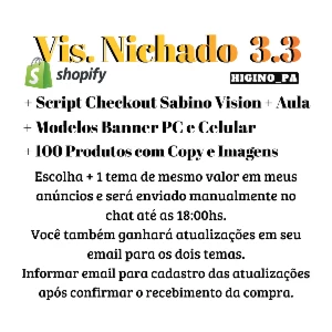 Tema Shopify Vision Nichado + Script Checkout Yampi E Aulas - Outros