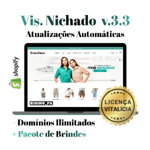 Tema Shopify Vision Nichado CSS Checkout Yampi Brindes Aulas