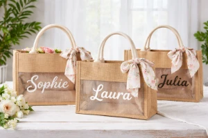 Sacola Personalizada Estilo Juta Pequena - Artesanato e Personalizados