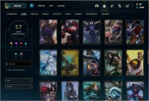 Conta unranked com 72 champs e 57 skins ( 5 vitoriosas ) - League of Legends LOL