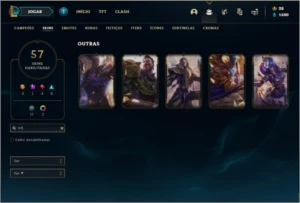Conta unranked com 72 champs e 57 skins ( 5 vitoriosas ) - League of Legends LOL