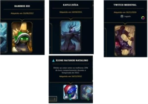 Conta com Rammus Rei, Kayle Juiza, Twitch medieval e MAIS- - League of Legends LOL