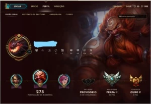 Conta Ouro 5 (Flex) e Prata 2 (Solo/Duo)! Borda Ouro - League of Legends LOL