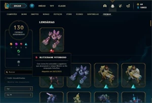 Conta Platina 1 com TODOS os champs e 315 Skins + 130 Cromas - League of Legends LOL