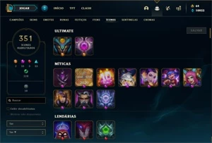 Conta Platina 1 com TODOS os champs e 315 Skins + 130 Cromas - League of Legends LOL