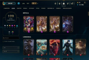 Unranked com TODOS os Champs e 129 Skins +2 Prestigios - League of Legends LOL
