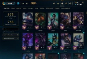 Unranked com TODOS os Champs e 129 Skins +2 Prestigios - League of Legends LOL