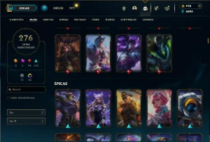 Prata 4 com TODOS os champs e 276 Skins + 5 Miticas - League of Legends LOL