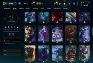 Bronze 1 com 125 Chams e 67 Skins - League of Legends LOL