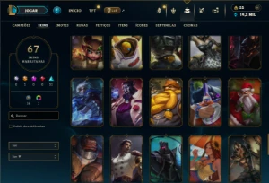 Bronze 1 com 125 Chams e 67 Skins - League of Legends LOL