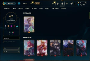 Bronze 1 com 125 Chams e 67 Skins - League of Legends LOL