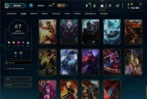 Bronze 1 com 125 Chams e 67 Skins - League of Legends LOL