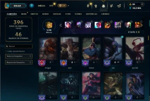 Bronze 1 com 125 Chams e 67 Skins - League of Legends LOL