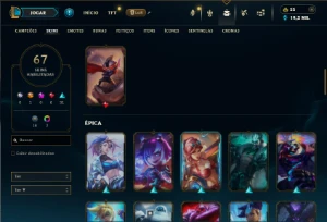 Bronze 1 com 125 Chams e 67 Skins - League of Legends LOL