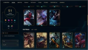 Conta de lol plat v quase full champ e +50 skins - League of Legends