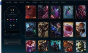 Conta de lol plat v quase full champ e +50 skins - League of Legends