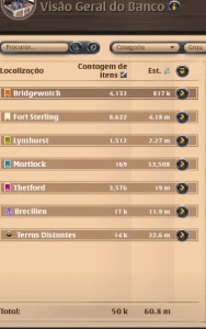 vendo conta full coleta t8 - 17m de prata +60m de prata bau - Albion Online