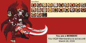 Valor Negociável - Member Até 2026 - Conta com 2K + em Hero - Adventure Quest World AQW