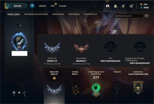 Conta bronze 1 com 150 Champs e 171 Skins - League of Legends LOL