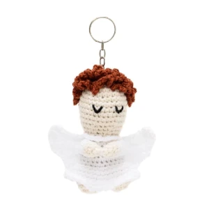 Anjo Branco de Cabelo Castanho em Amigurumi - Artesanato e Personalizados