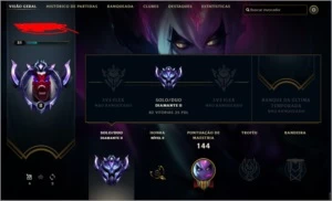 Conta diamond 2 com 75% de winrate - League of Legends LOL