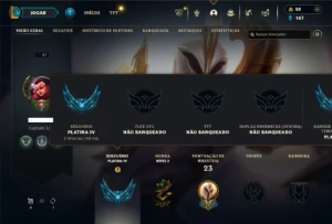 Platina 4 com 40 Champs e 6 Skins + 2 Fragmentos - League of Legends LOL