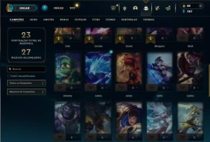Platina 4 com 40 Champs e 6 Skins + 2 Fragmentos - League of Legends LOL