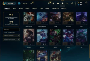 Platina 4 com 40 Champs e 6 Skins + 2 Fragmentos - League of Legends LOL