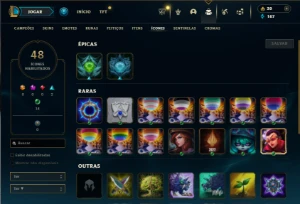 Platina 4 com 40 Champs e 6 Skins + 2 Fragmentos - League of Legends LOL