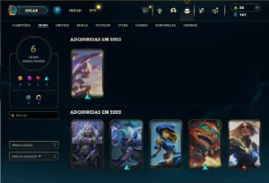 Platina 4 com 40 Champs e 6 Skins + 2 Fragmentos - League of Legends LOL